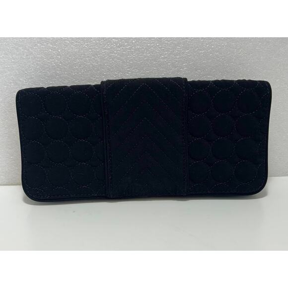 Vera Bradley BAROQUE Black Handbag Evening Clutch Flower Quilted Chain Strap - Picture 4 of 5